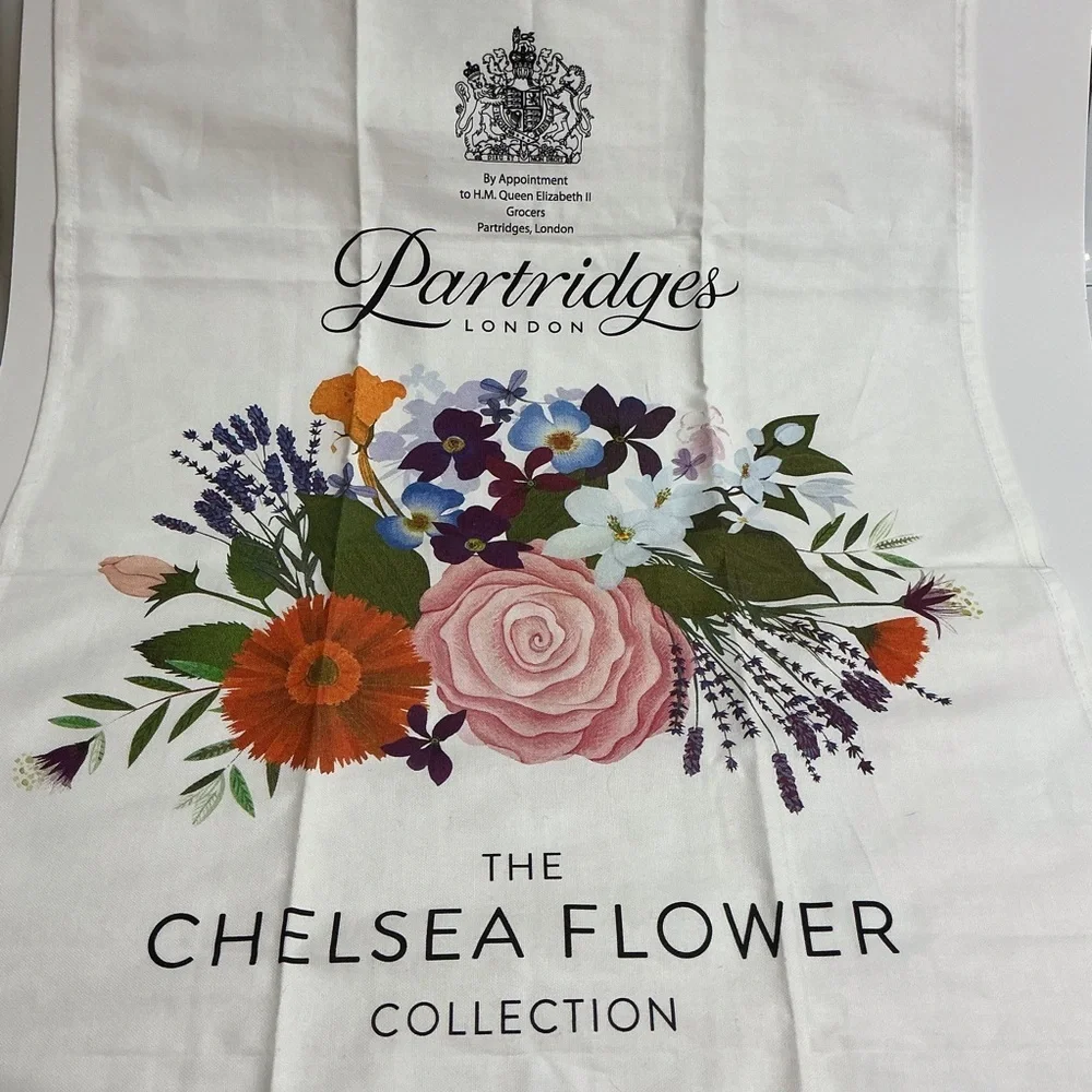 Partridges London Tea Towel Chelsea Flower Collection British UK 100% Cotton